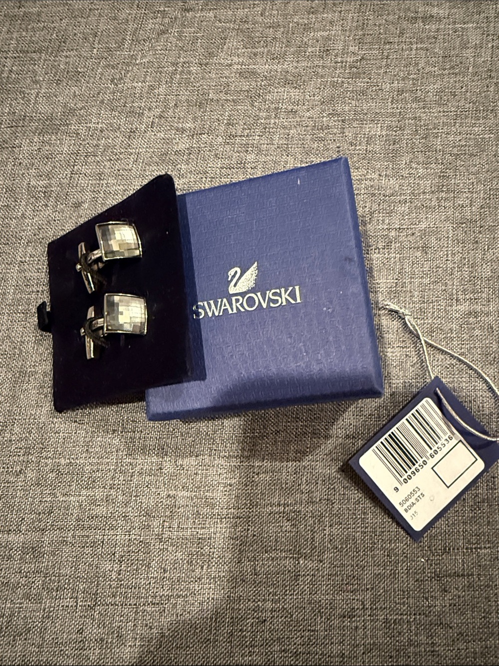 Swarovski Men's Clear Crystal Square Silver-Tone Cufflinks